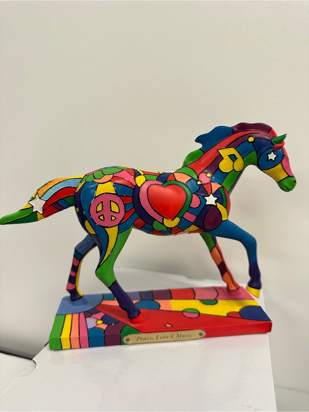 Trail of Painted Ponies PEACE LOVE AND MUSIC Figurine left ear chipped